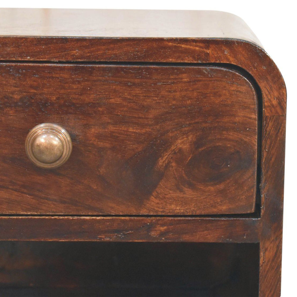 Artisan - Mini Curved California Walnut Wall Mounted Bedside With Open Slot