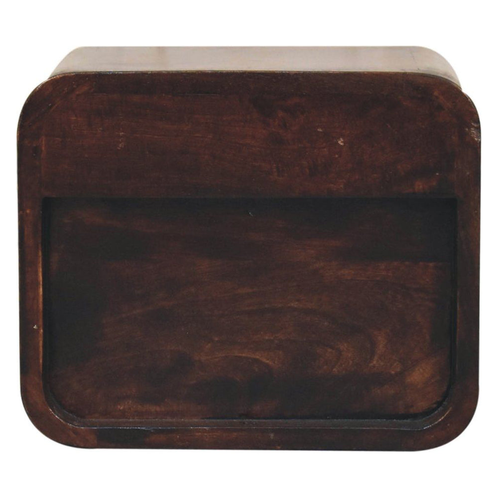 Artisan - Mini Curved California Walnut Wall Mounted Bedside With Open Slot