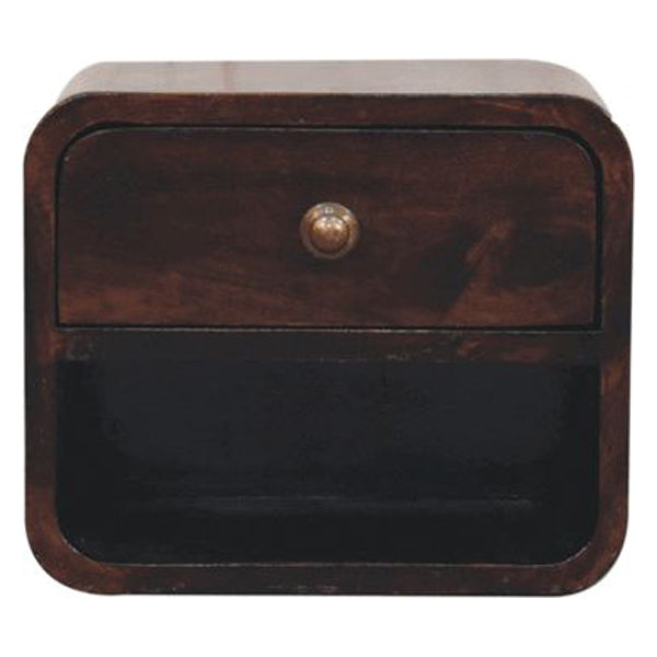 Artisan - Mini Curved California Walnut Wall Mounted Bedside With Open Slot