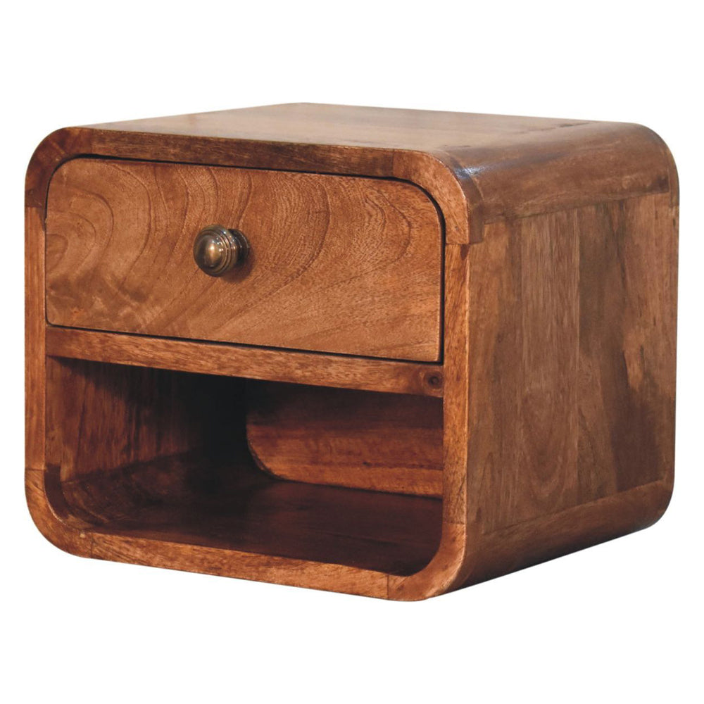 Artisan - Mini Honey Caramel Wall Mounted Bedside With Open Slot