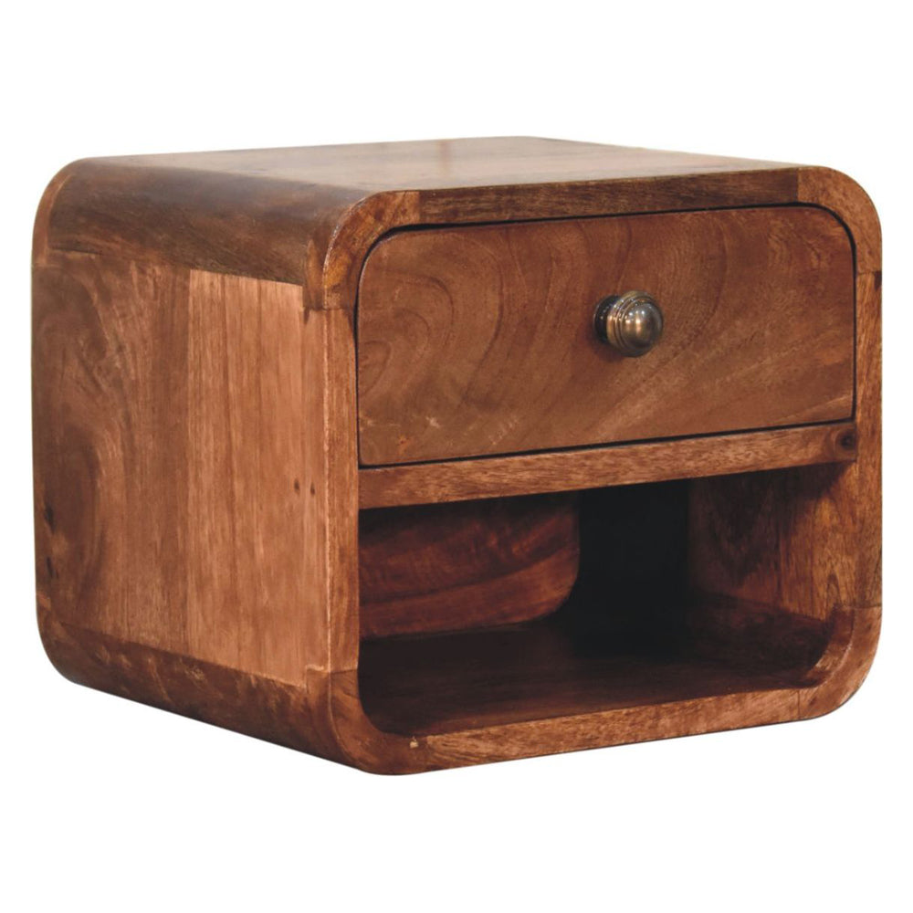 Artisan - Mini Honey Caramel Wall Mounted Bedside With Open Slot