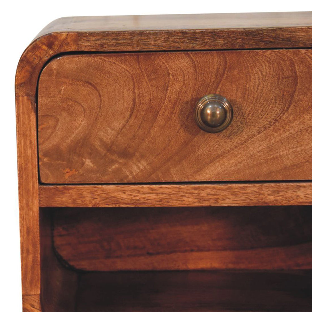 Artisan - Mini Honey Caramel Wall Mounted Bedside With Open Slot