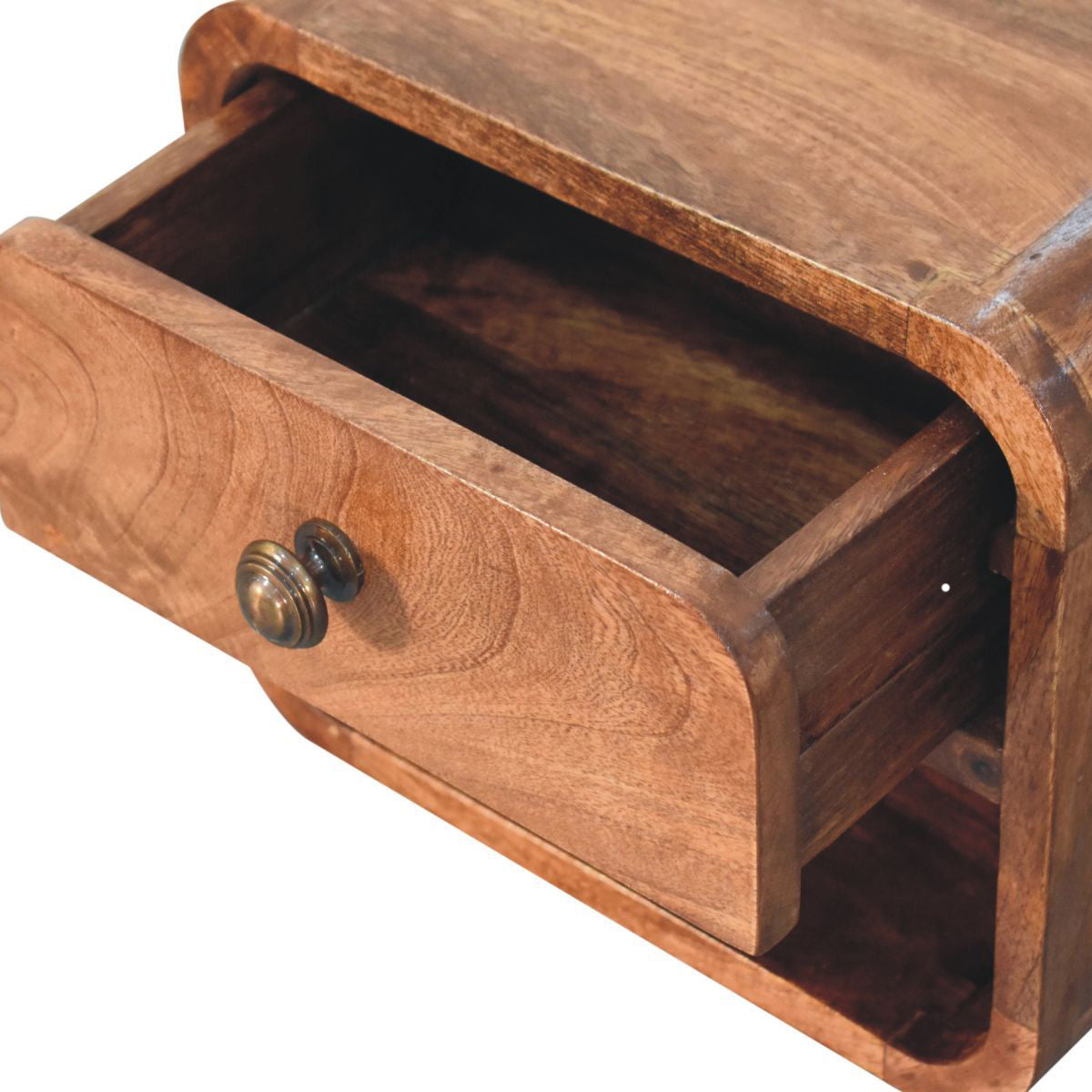 Artisan - Mini Honey Caramel Wall Mounted Bedside With Open Slot