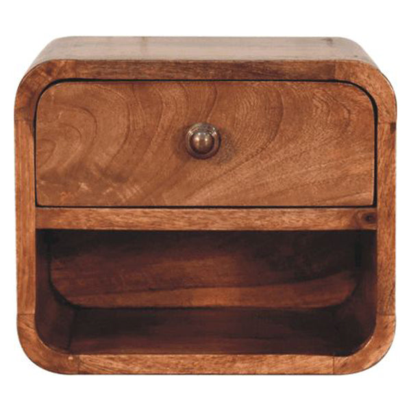 Artisan - Mini Honey Caramel Wall Mounted Bedside With Open Slot