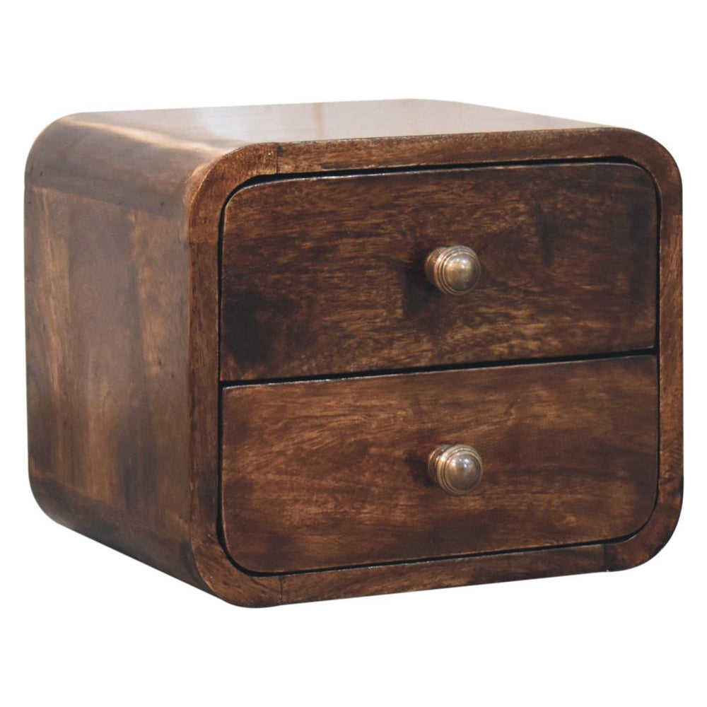 Artisan - Mini Curved California Walnut Wall Mounted Bedside