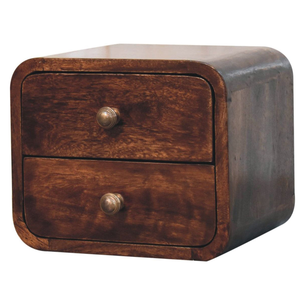Artisan - Mini Curved California Walnut Wall Mounted Bedside
