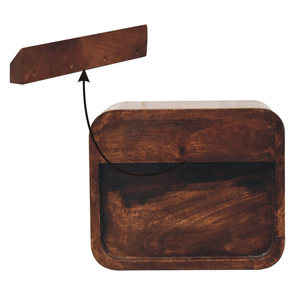 Artisan - Mini Curved California Walnut Wall Mounted Bedside