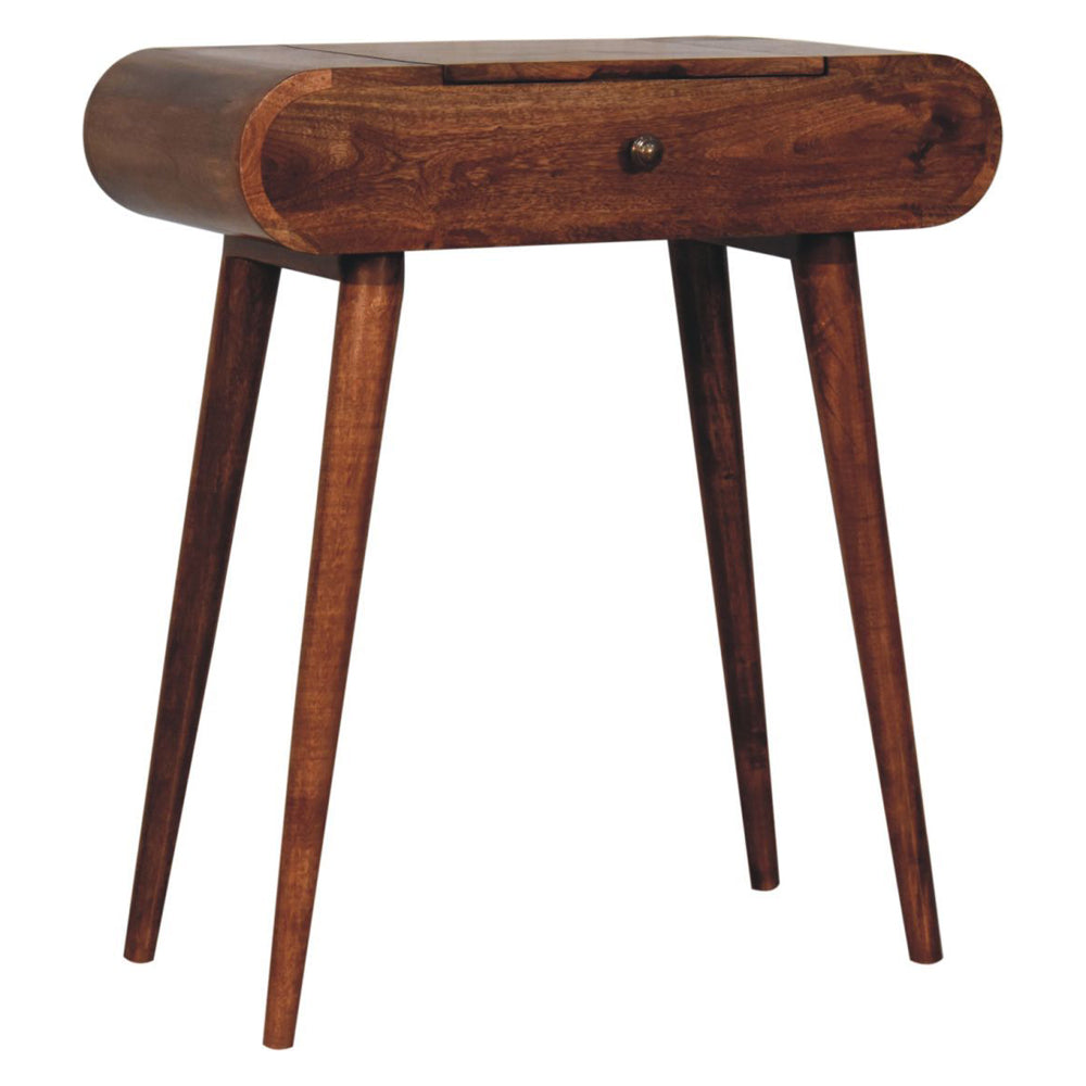 Artisan - Mini Honey Caramel Dressing Table With Foldable Mirror