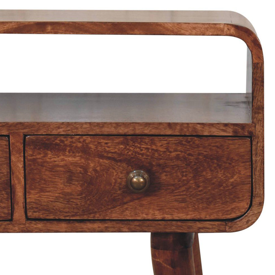 Artisan - Mini Curved Honey Caramel Console Table