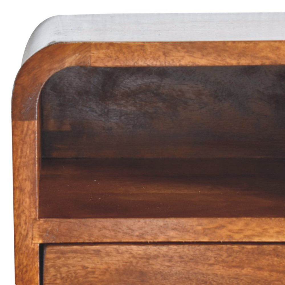 Artisan - Extra Mini Wall Mounted Curved Chestnut Bedside With Open Slot