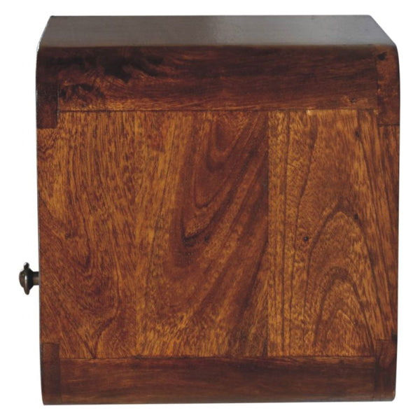 Artisan - Extra Mini Wall Mounted Curved Chestnut Bedside With Open Slot