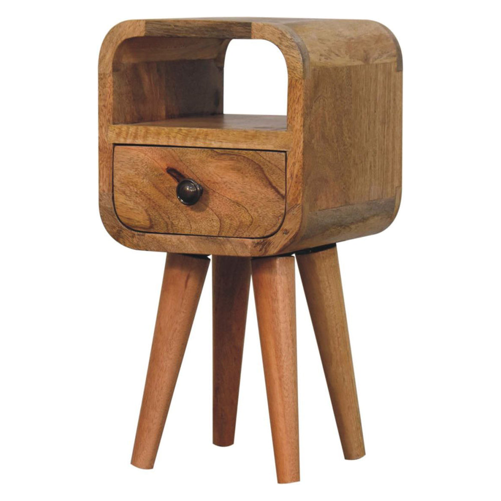 Artisan - Extra Mini Oakish Curve Open Slot Bedside