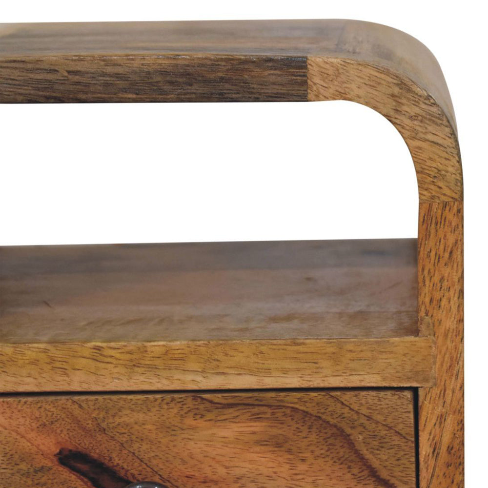 Artisan - Extra Mini Oakish Curve Open Slot Bedside