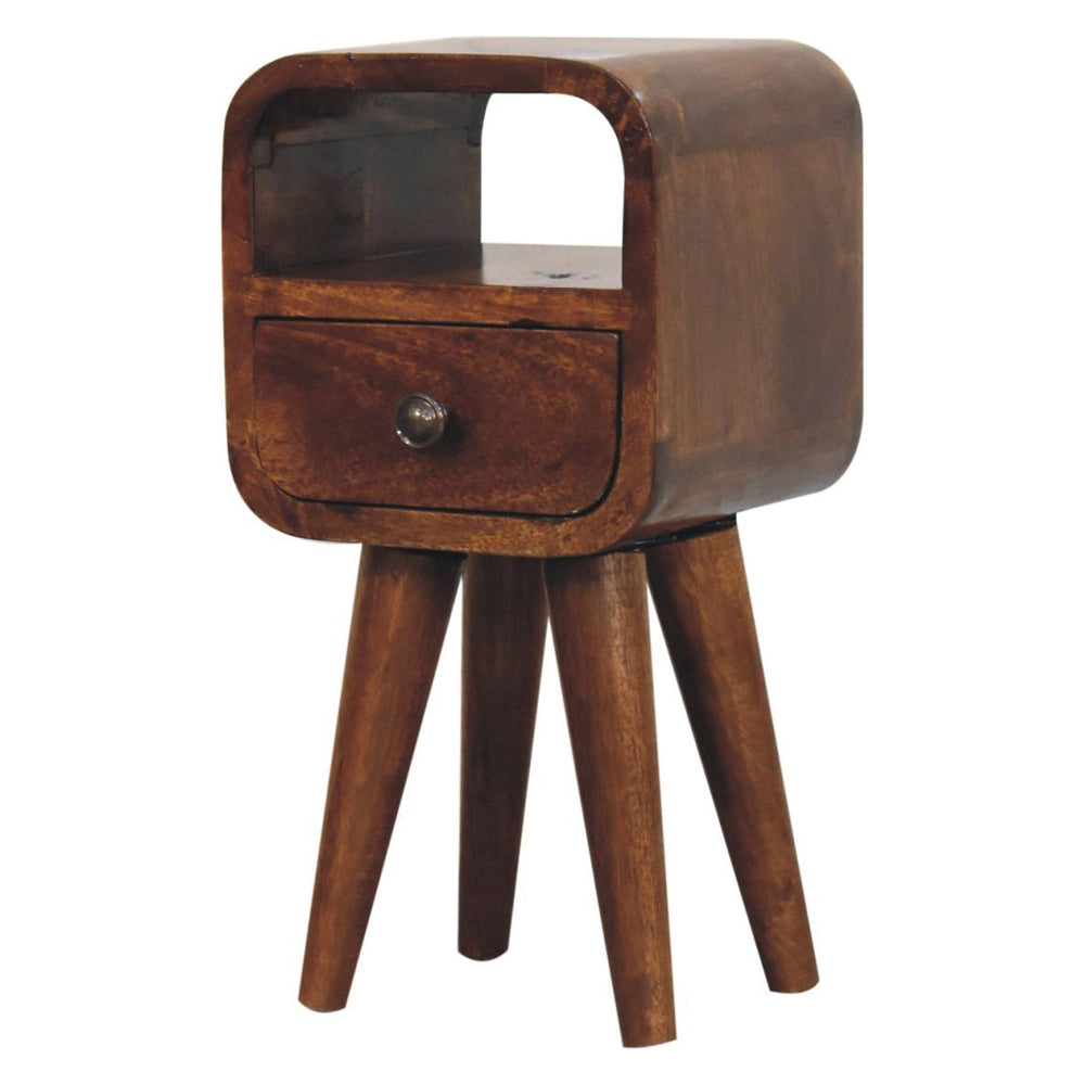 Artisan - Extra Mini Chestnut Curve Open Slot Bedside