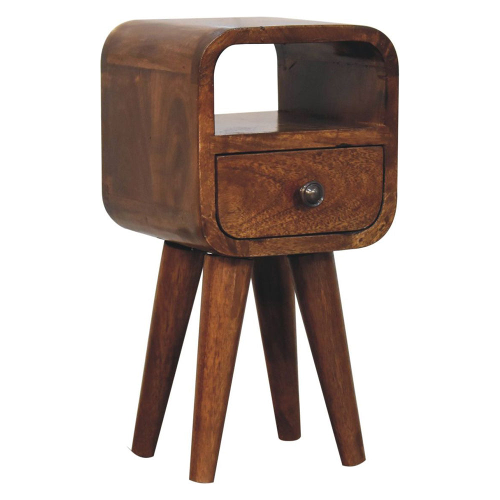 Artisan - Extra Mini Chestnut Curve Open Slot Bedside