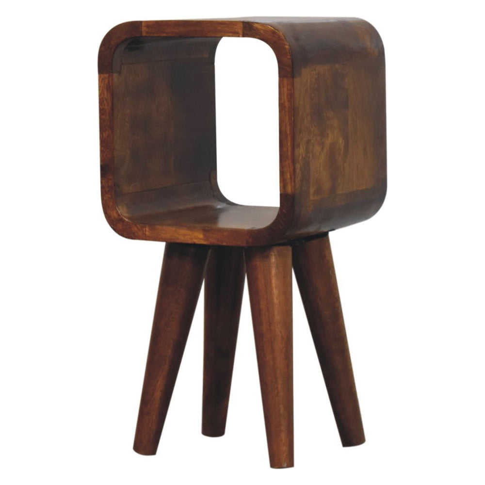 Artisan - Extra Mini Minimalist Open Curved Chestnut Bedside