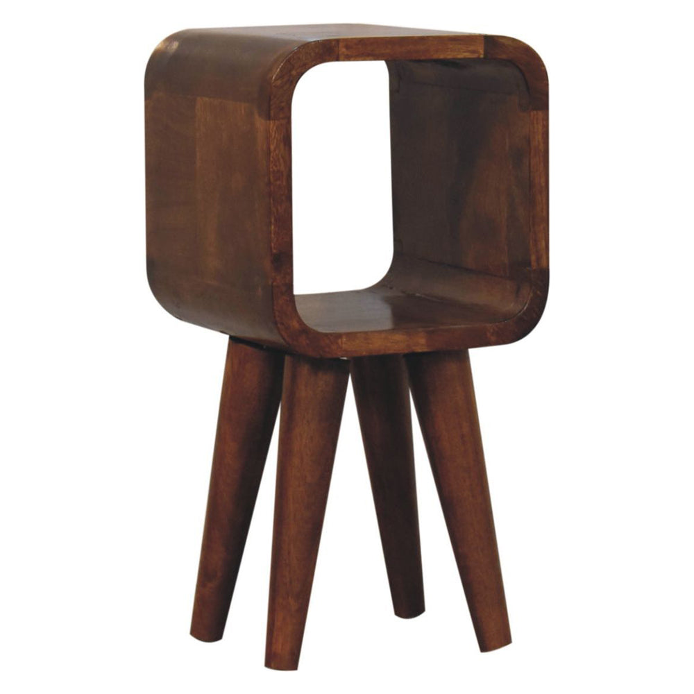 Artisan - Extra Mini Minimalist Open Curved Chestnut Bedside
