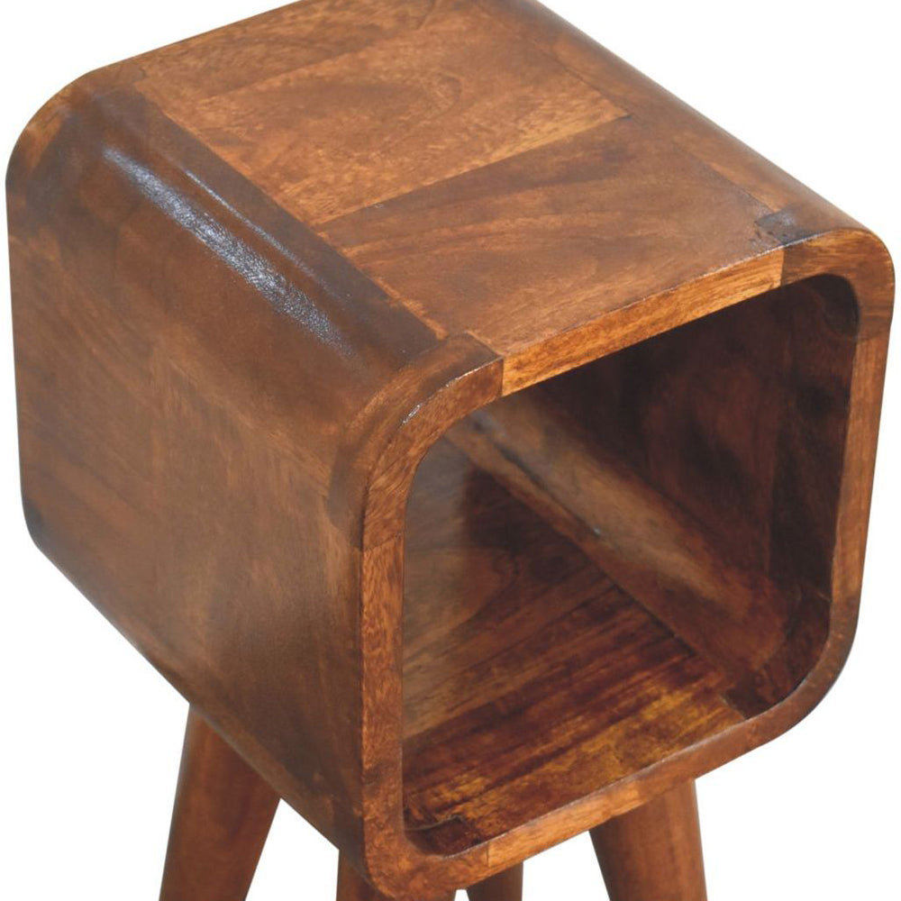 Artisan - Extra Mini Minimalist Open Curved Chestnut Bedside