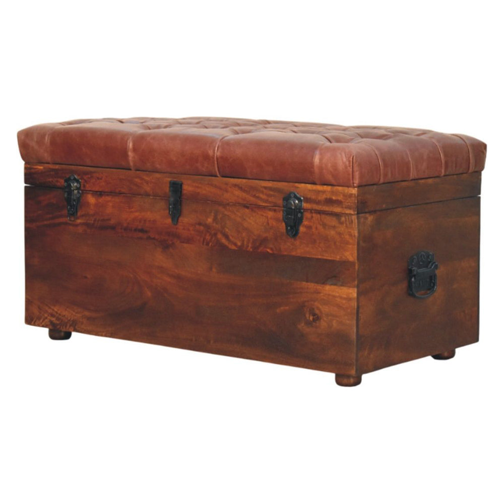 Artisan - Brown Buffalo Hide Leather Storage Trunk