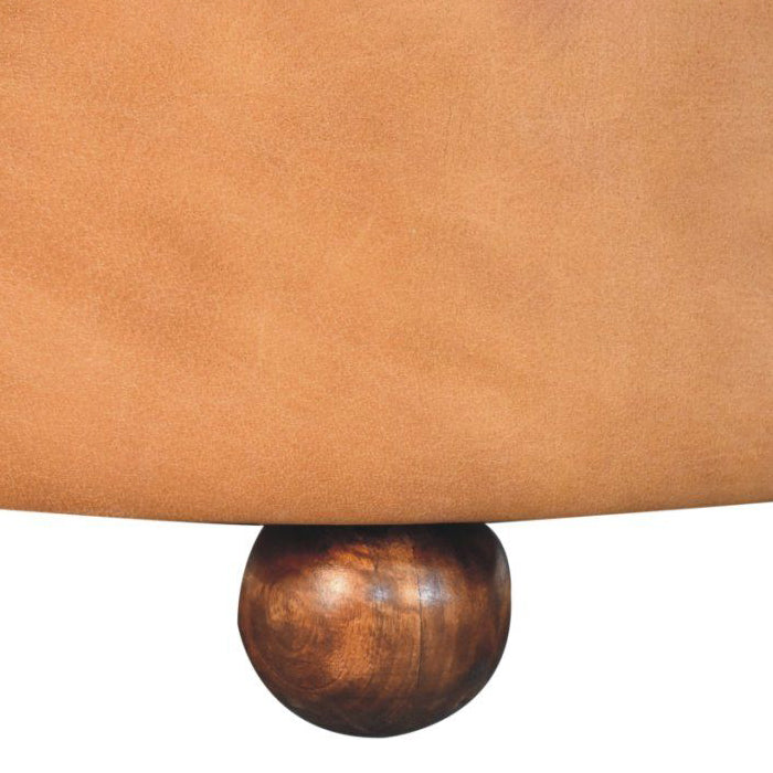 Artisan - Brown Buffalo Hide Leather Round Ottoman