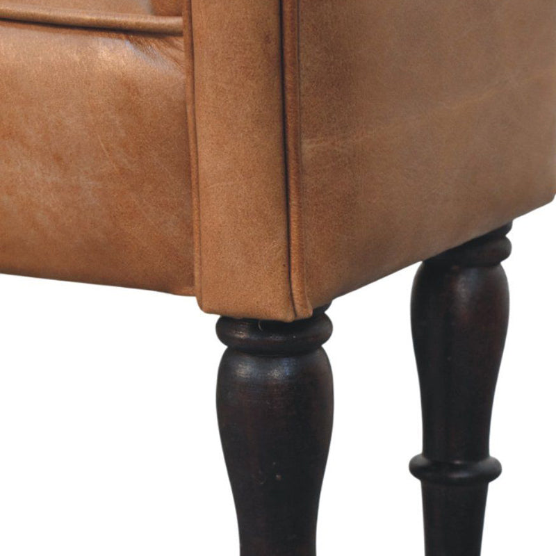 Artisan - Brown Buffalo Leather Rolled Arms Bench