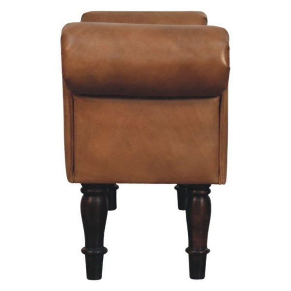 Artisan - Brown Buffalo Leather Rolled Arms Bench
