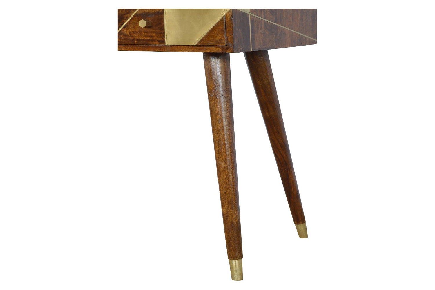 Artisan - Gold Geometric Console Table in Chestnut