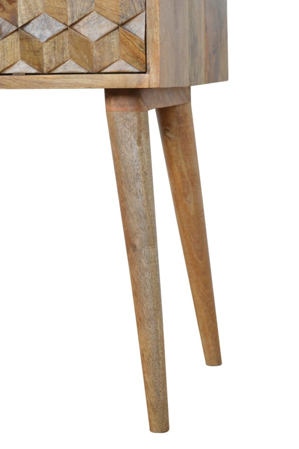 Artisan - Cube Carved Bedside in Oak-ish, 1 Drawer