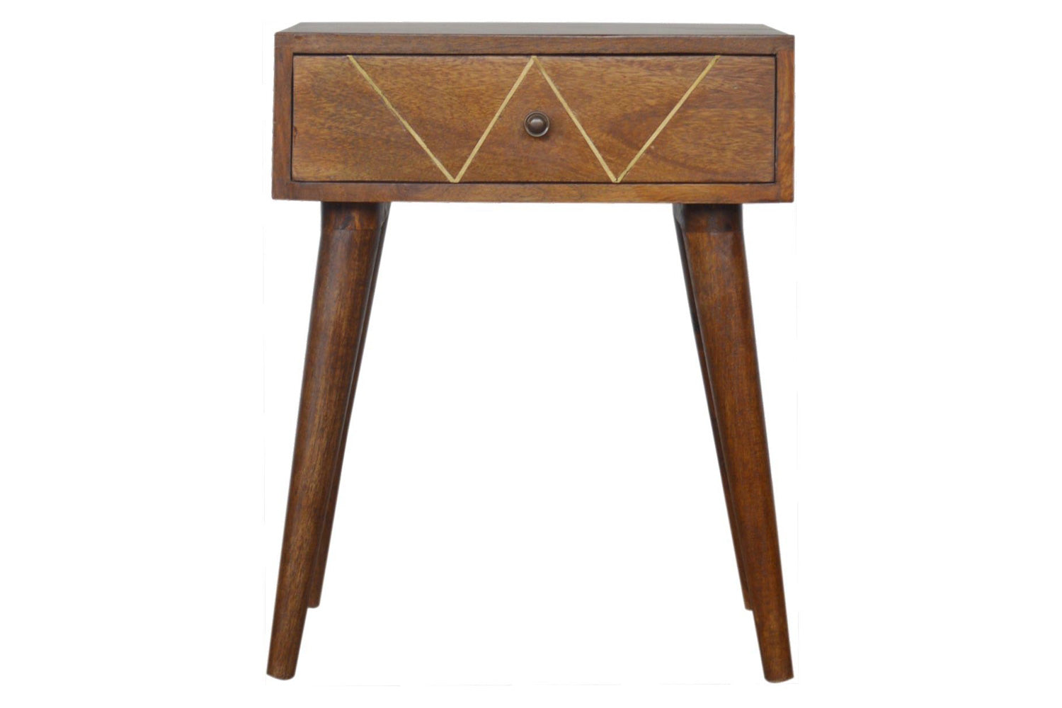 Artisan - Geometric Brass Inlay Bedside 1 Drawer