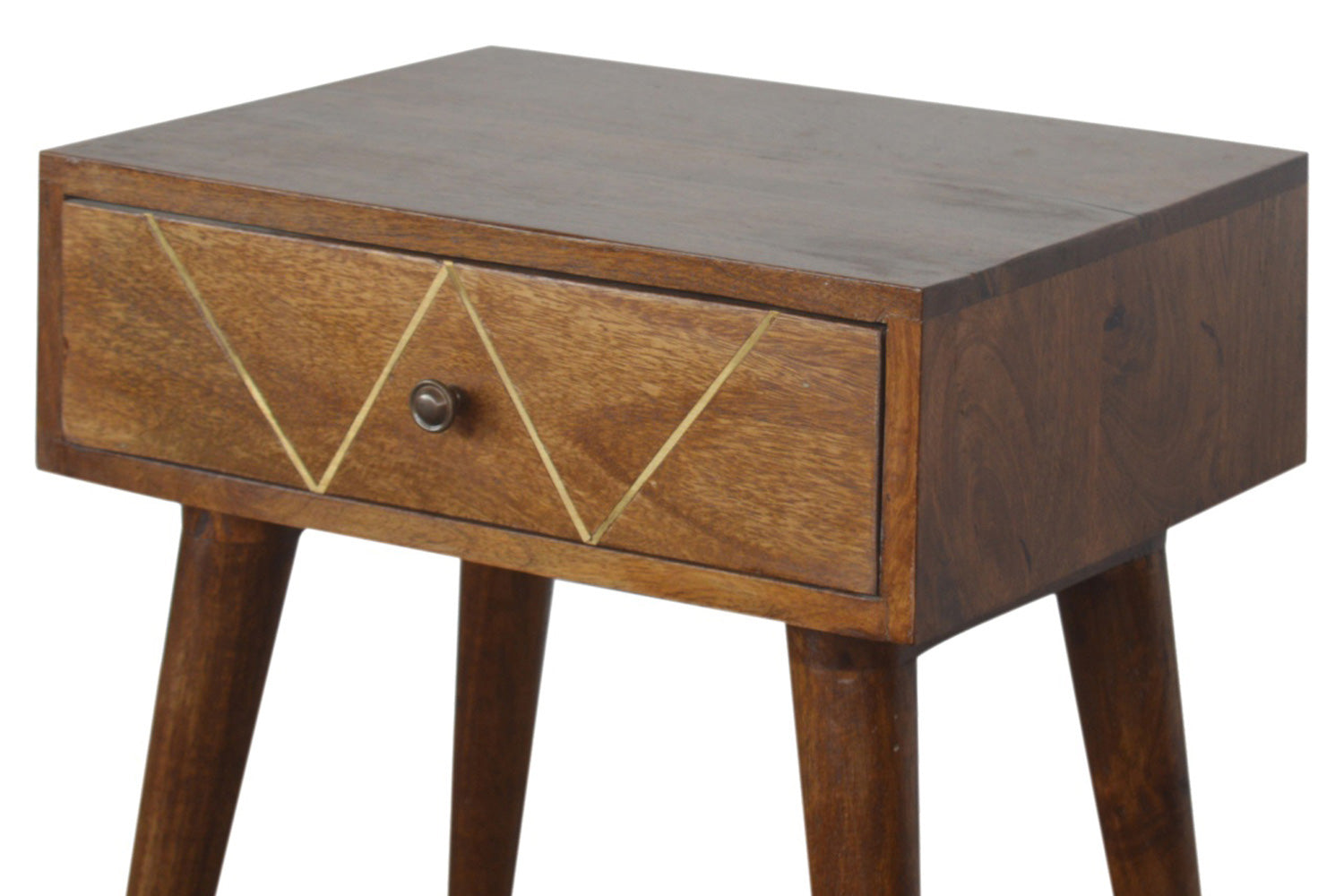 Artisan - Geometric Brass Inlay Bedside 1 Drawer