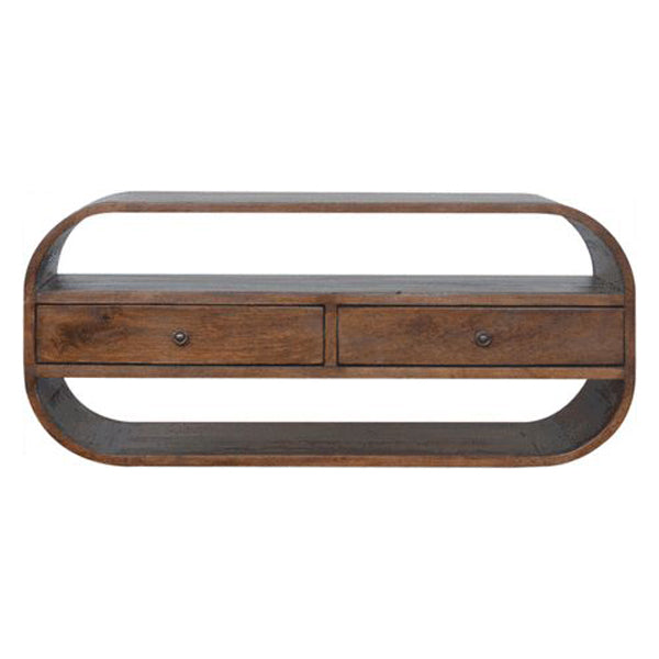 Artisan - Chestnut Curved Edge Media Unit With 2 Drawers