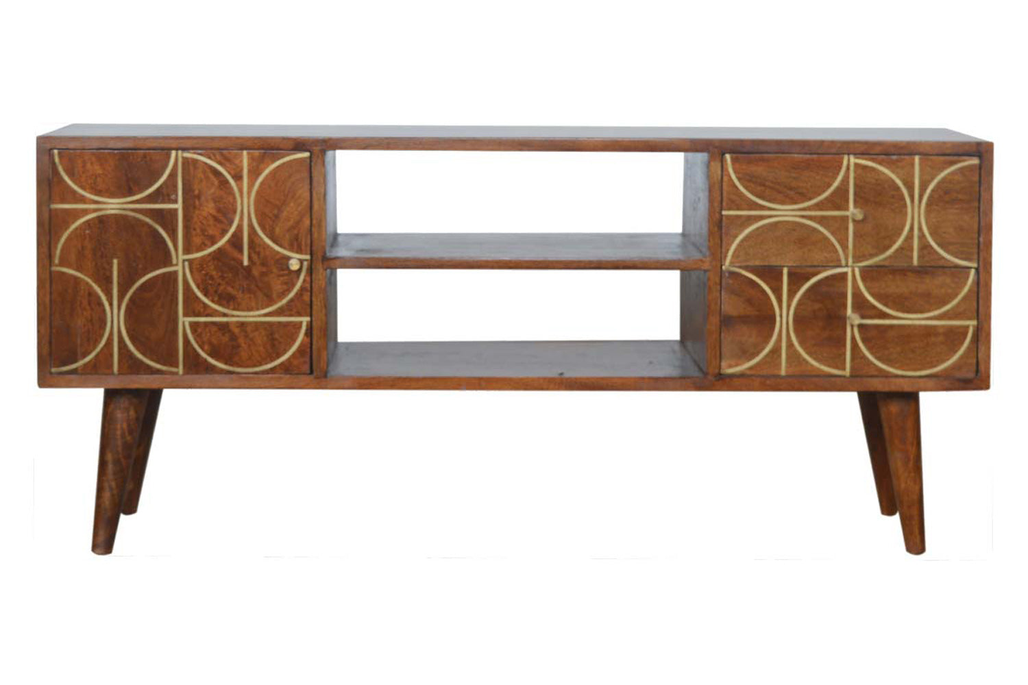 Artisan - Gold Inlay Abstract Media Unit in Chestnut