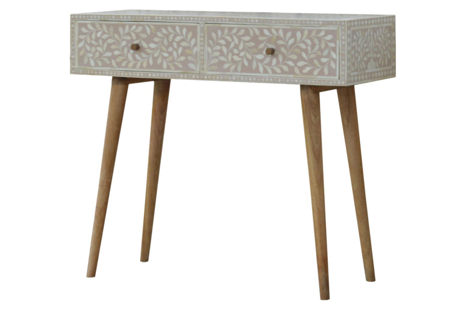 Artisan - Light Taupe Floral Bone Inlay Console Table