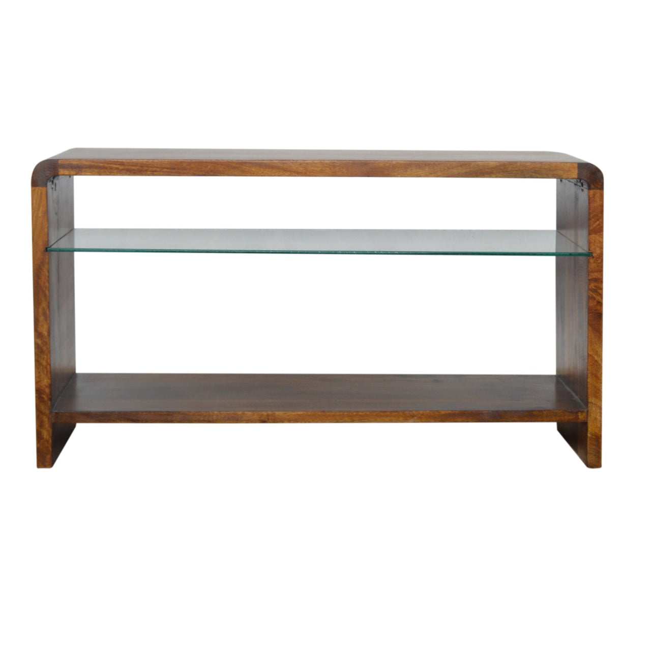 Artisan - Media Unit with Glass Shelf in Chestnut