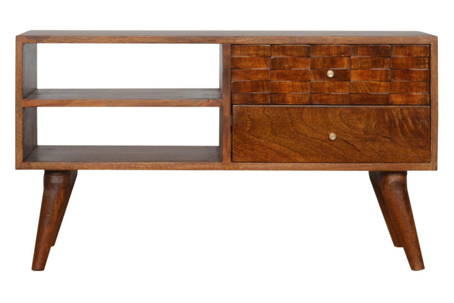 Artisan - Tile Carved TV Unit in Chestnut