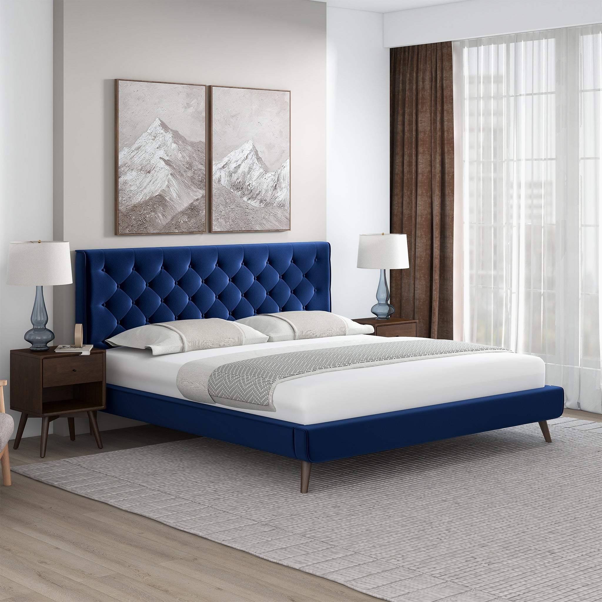 Ashcroft - Dillon Velvet Platform Bed