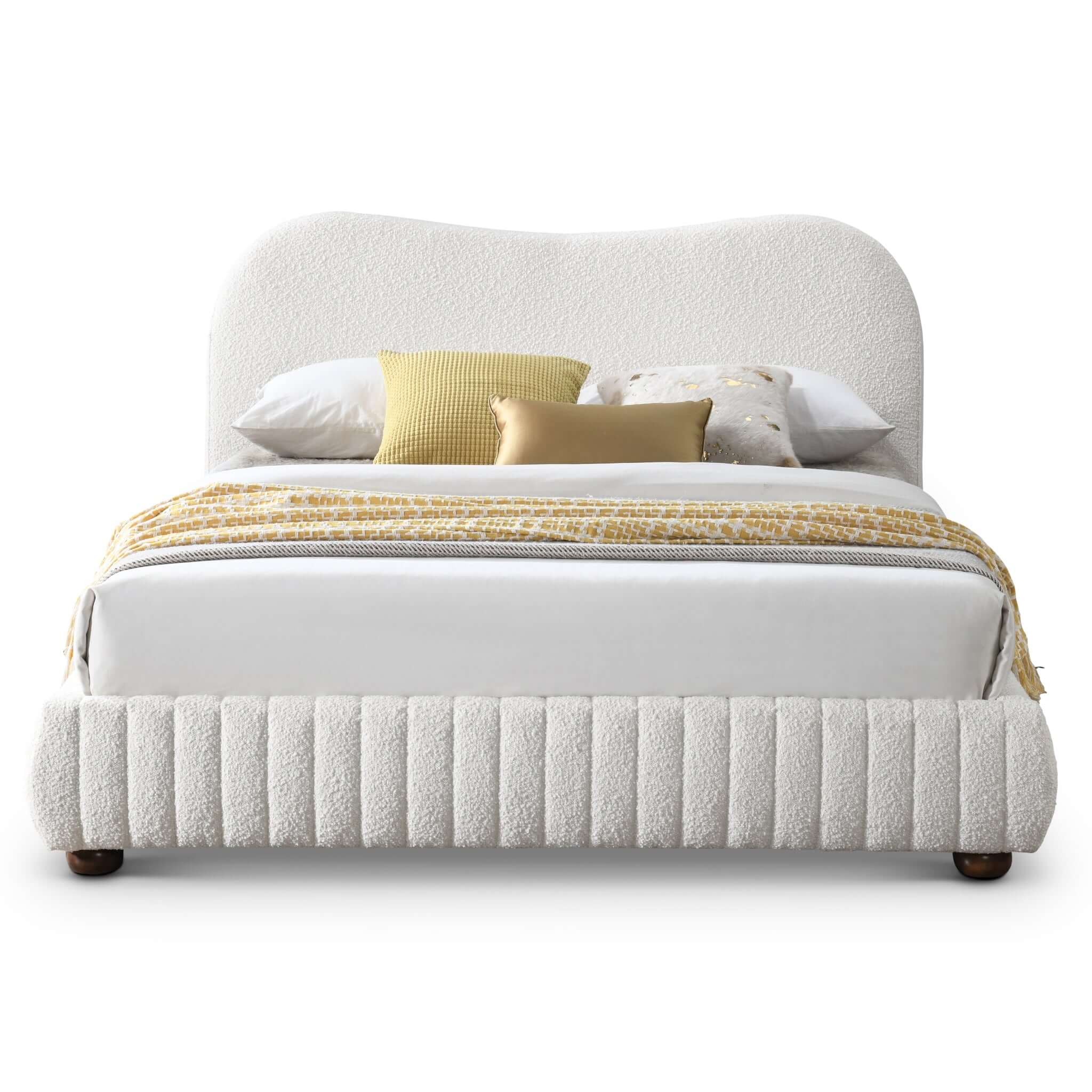 Ashcroft - Norme Boucle Upholstered Queen Size Platform Bed In Cream