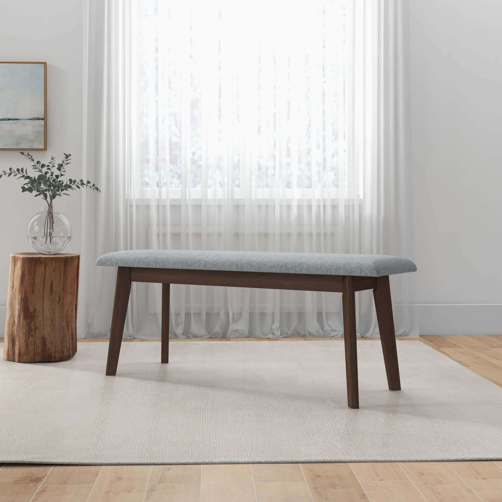 Ashcroft - Carlos Fabric Upholstered Solid Wood Bench