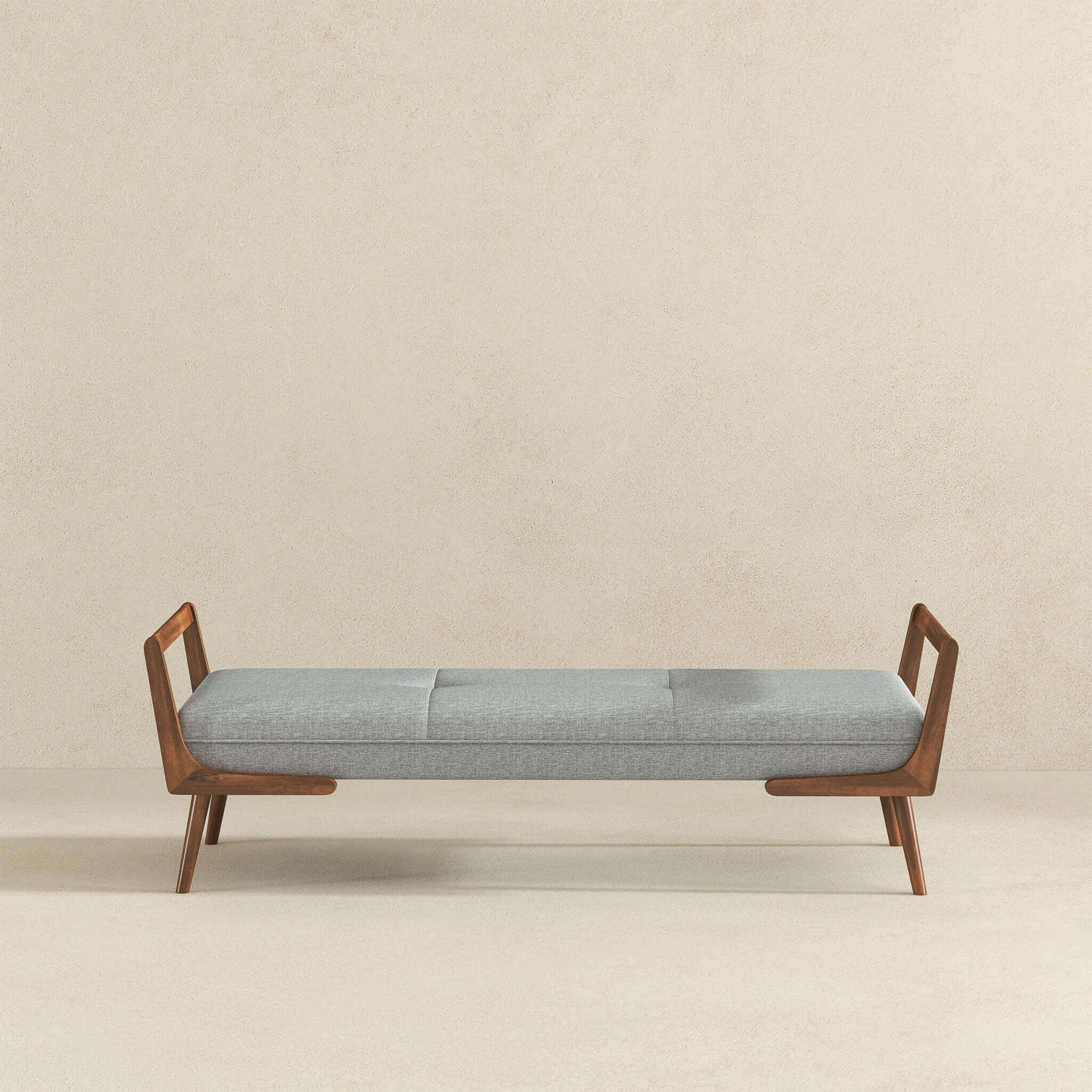 Ashcroft - Cora Mid-Century Modern Fabric Bench in Gray