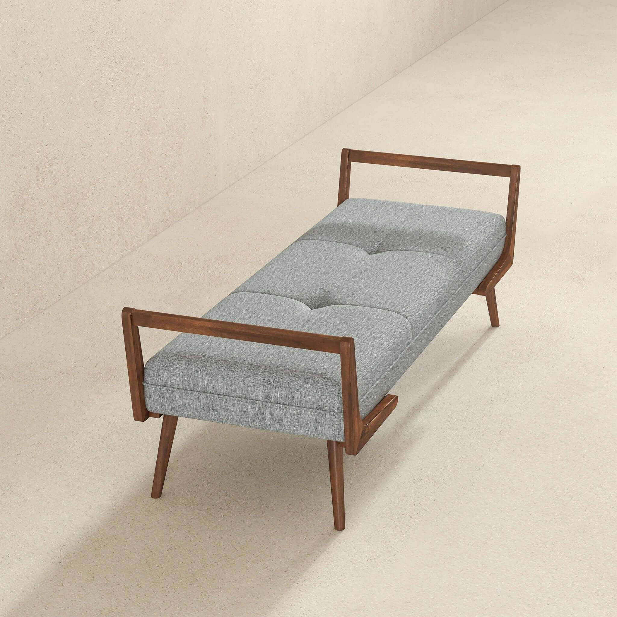 Ashcroft - Cora Mid-Century Modern Fabric Bench in Gray