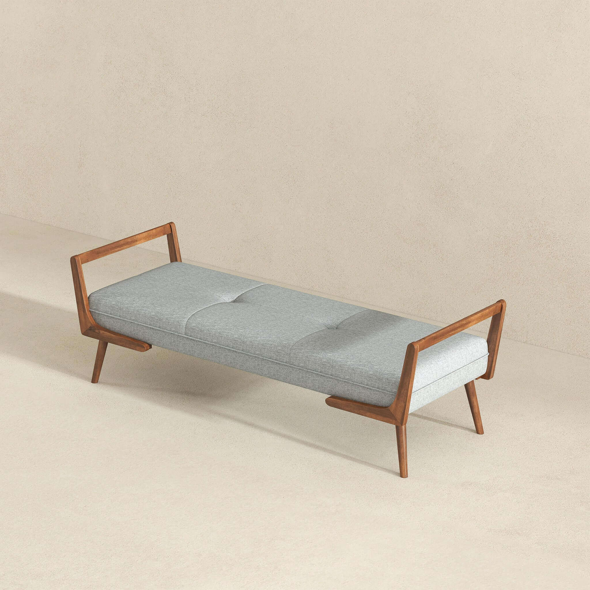 Ashcroft - Cora Mid-Century Modern Fabric Bench in Gray