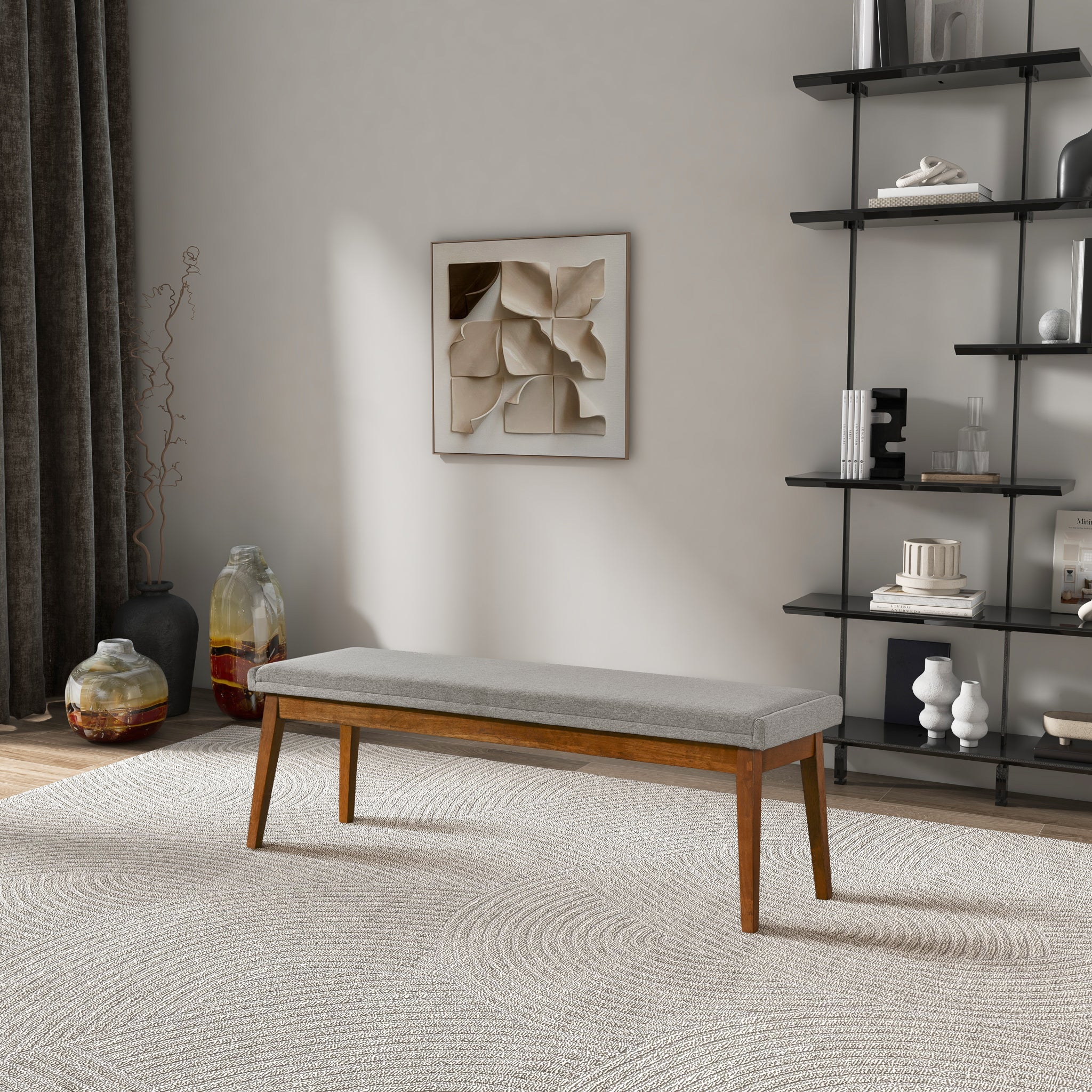 Ashcroft - Warren Bench in Ash Gray Fabric