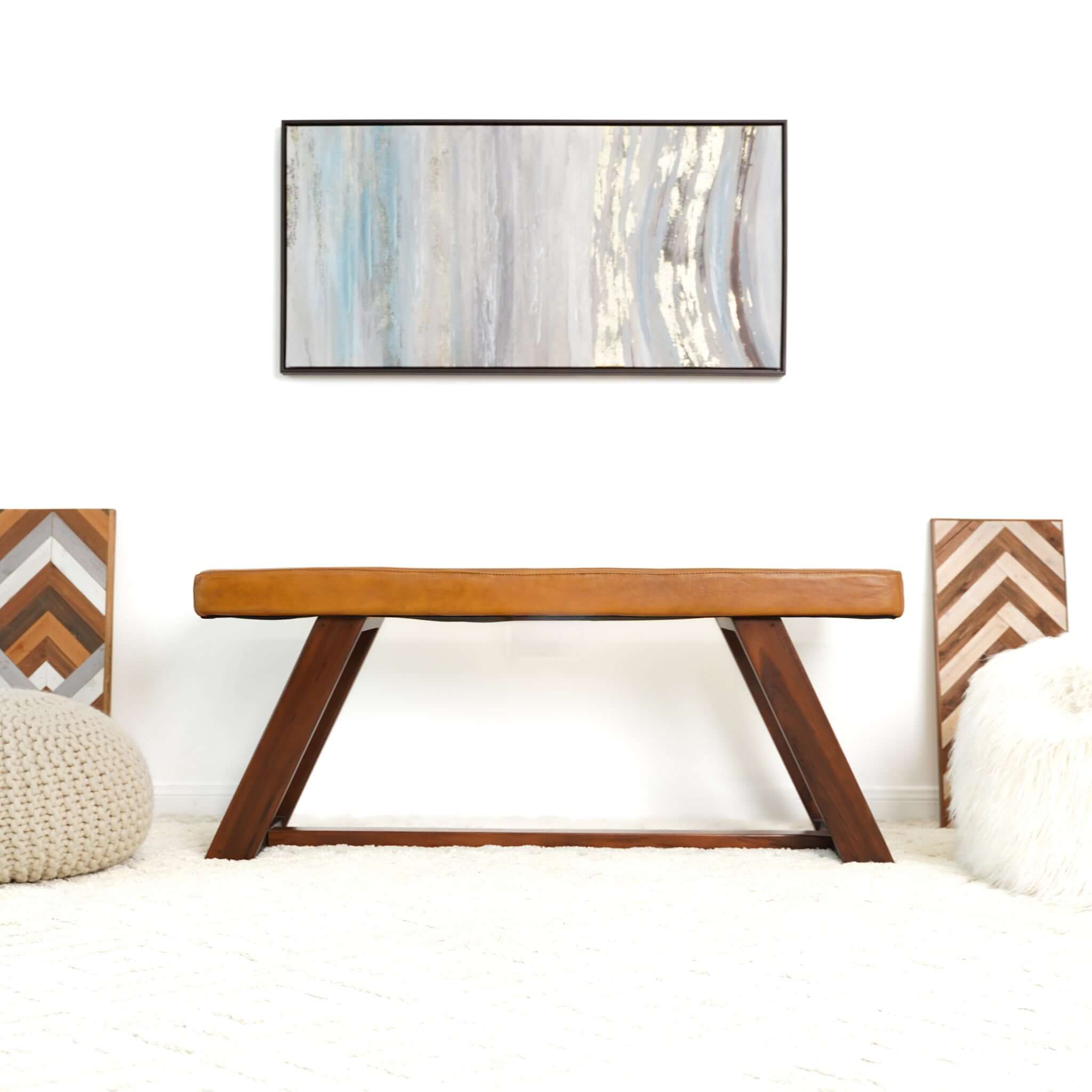 Ashcroft - Marley Genuine Leather Bench in Tan