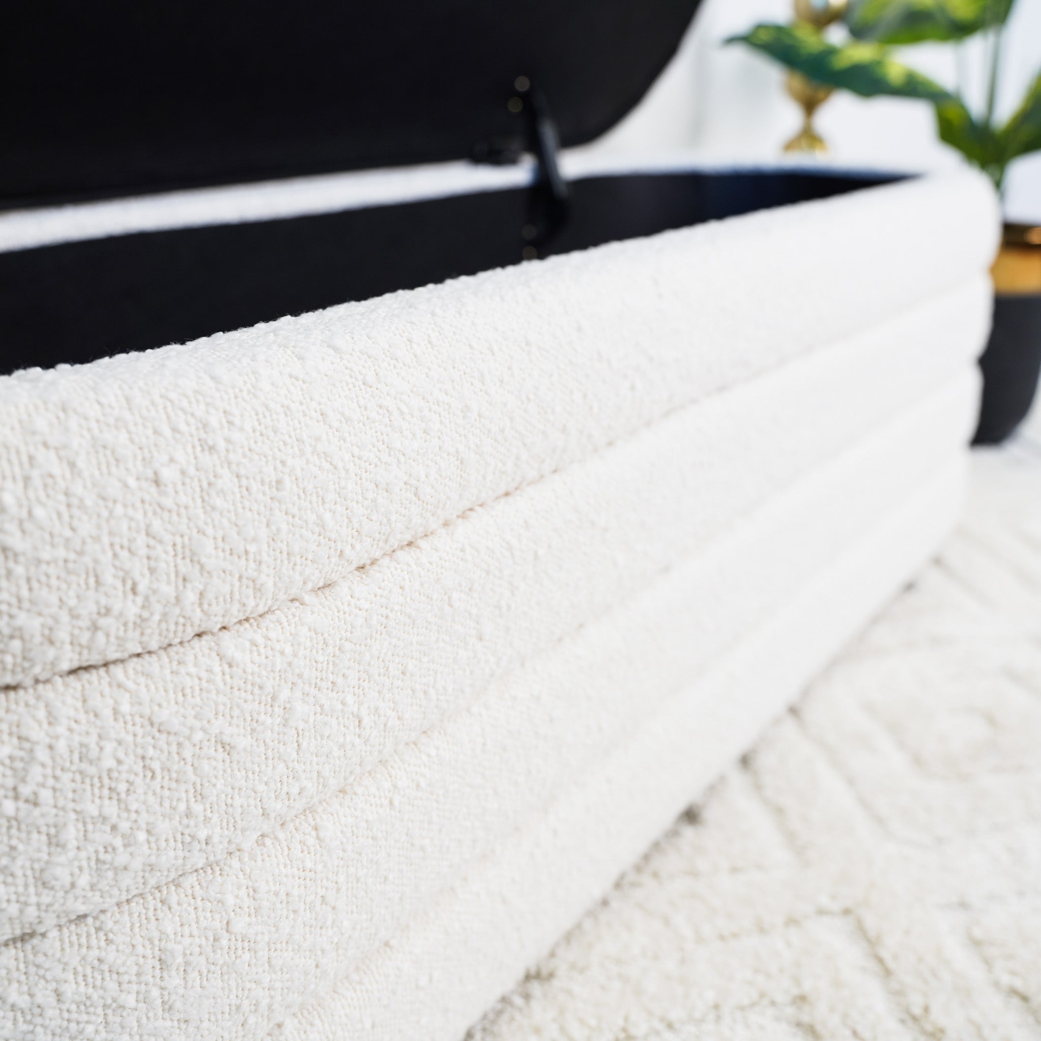 Ashcroft - Cabana White Boucle Bench w/Storage