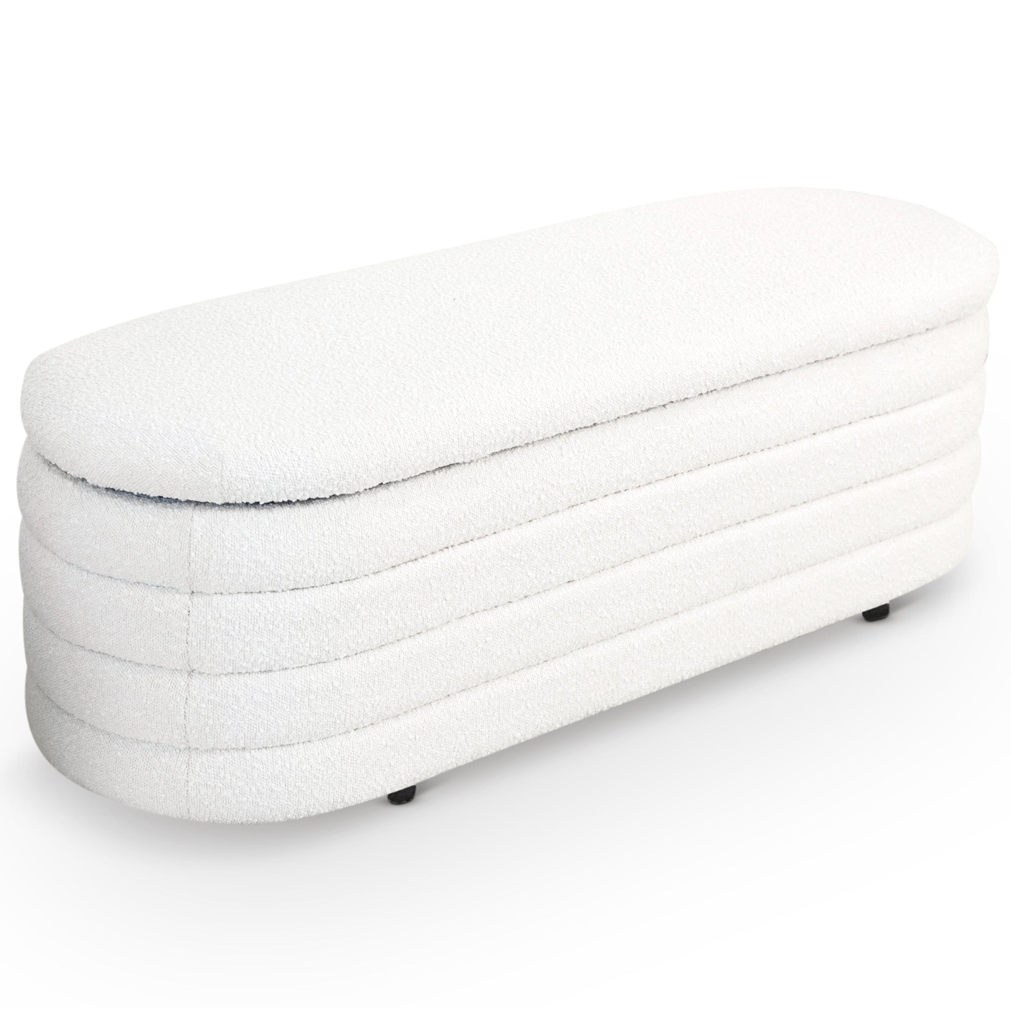 Ashcroft - Cabana White Boucle Bench w/Storage