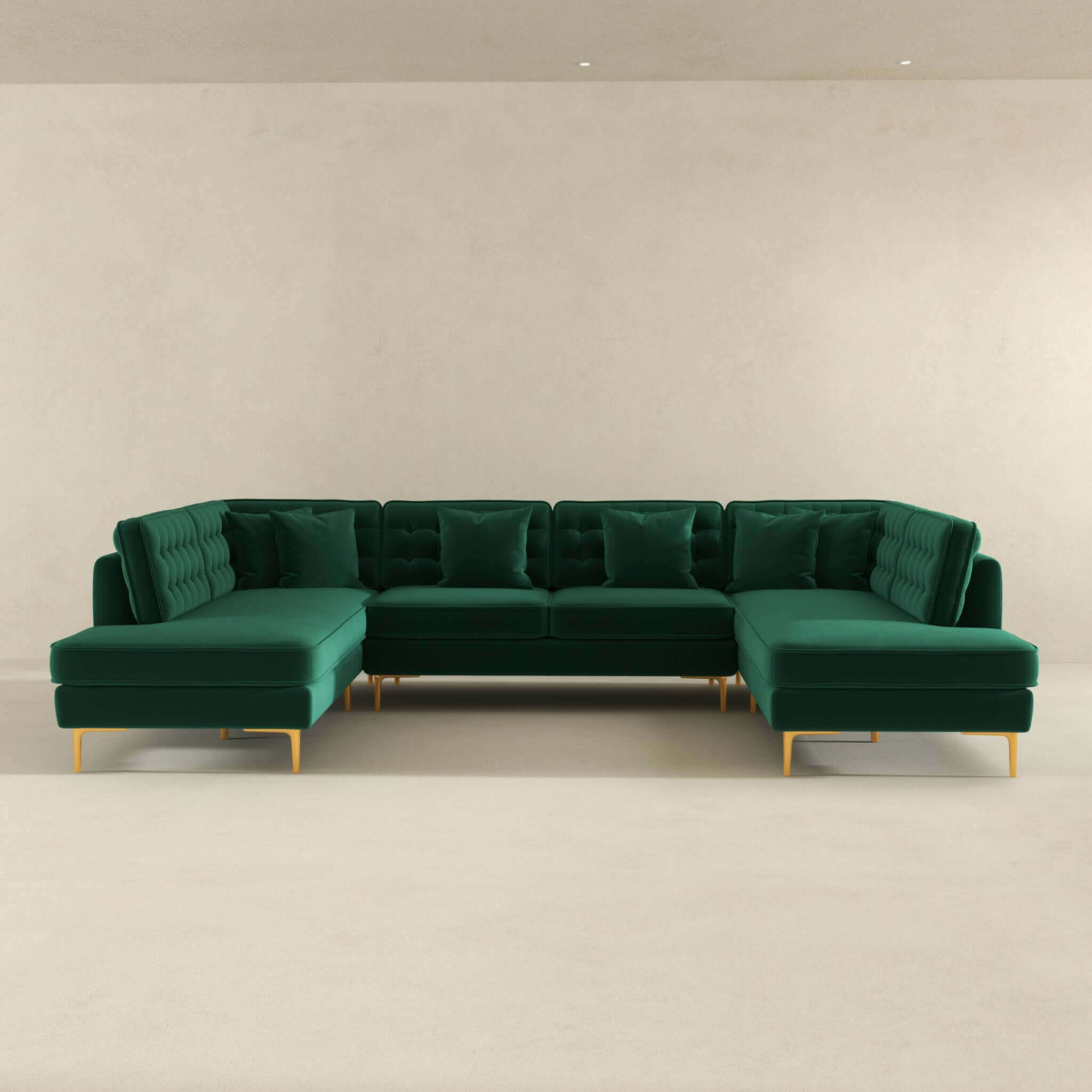 Ashcroft – Brooke Velvet U-Shape Corner Sofa in Green