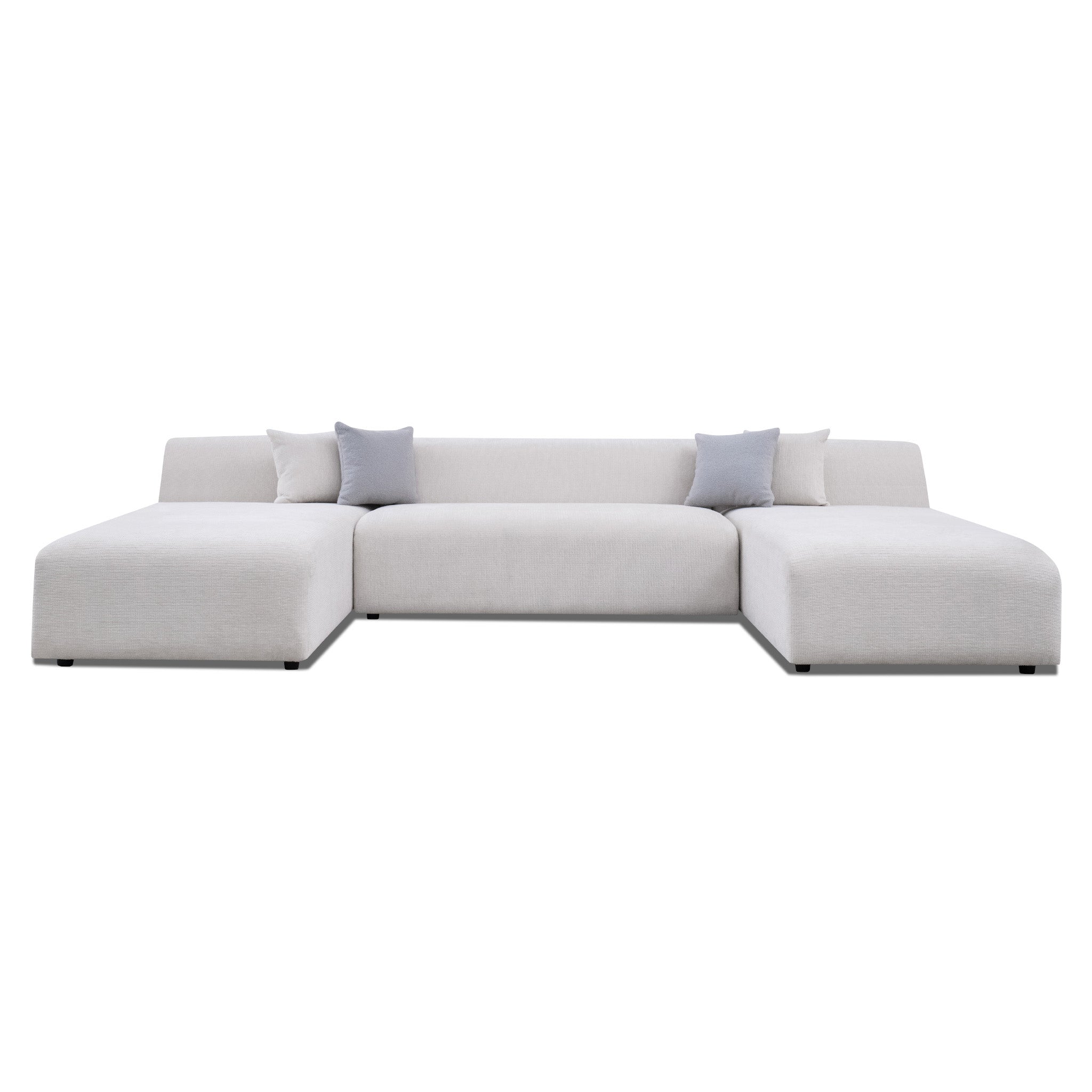 Ashcroft - Audrey Cream Chenille U Shape Corner Sofa