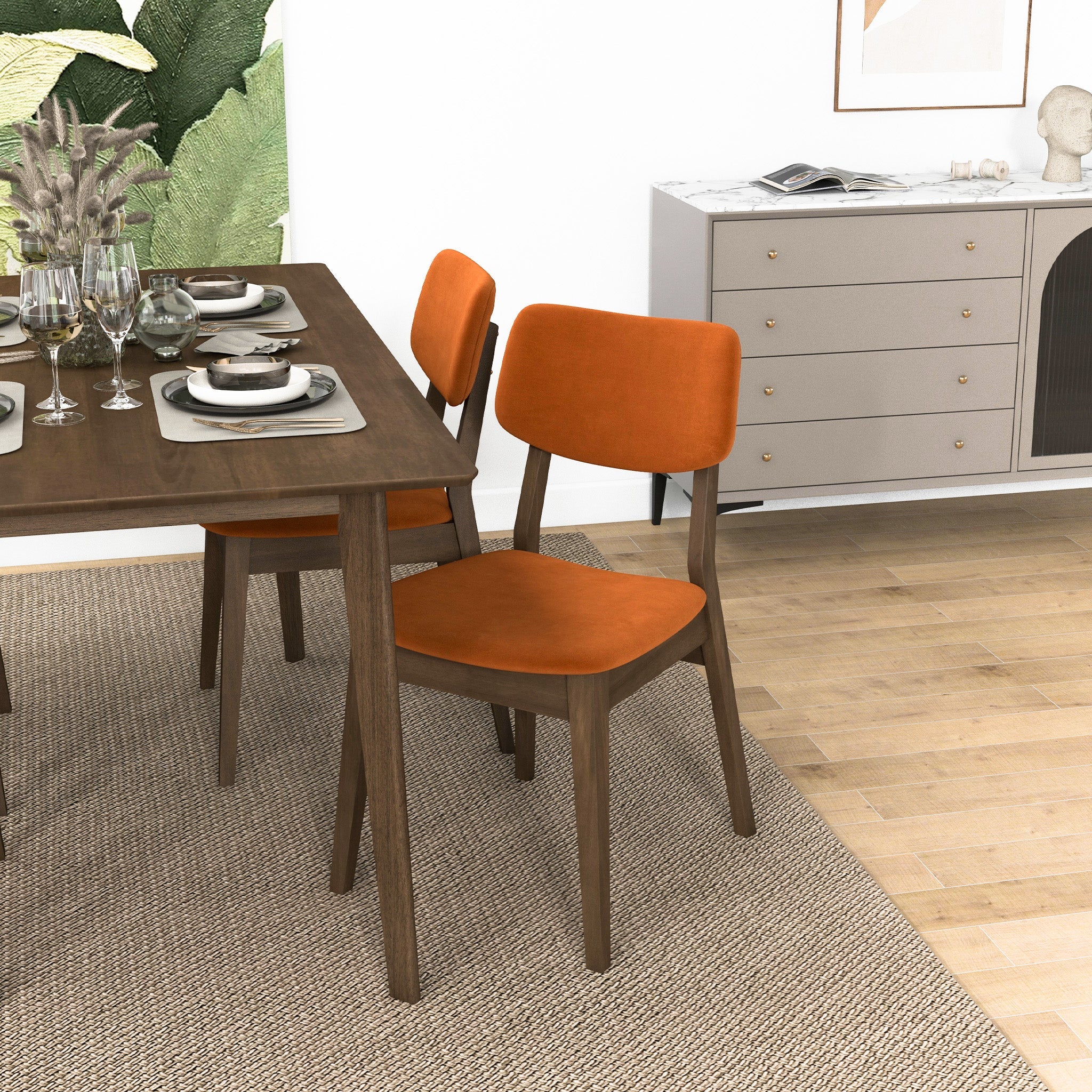 Ashcroft - Velvet Solid Back Side Chair (Set Of 2)