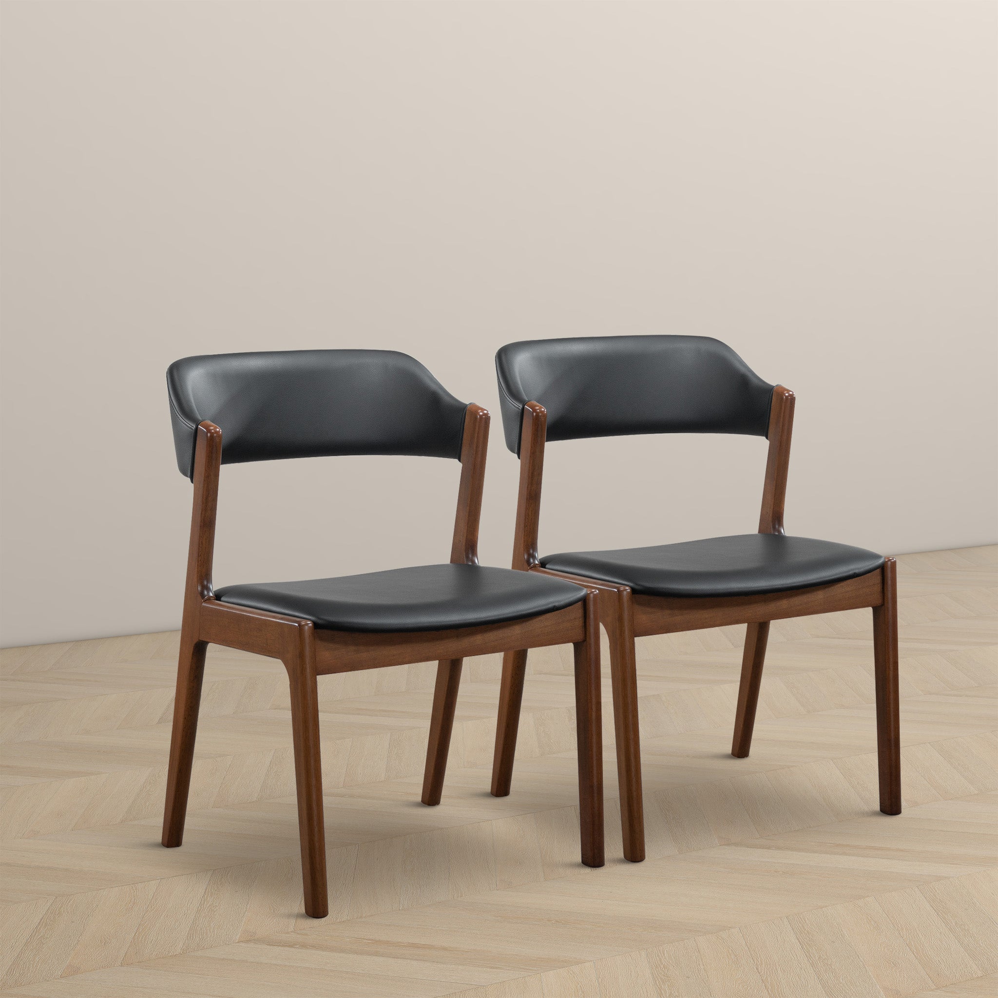 Ashcroft - Enzo Black Leather Dining Chair (Set Of 2)