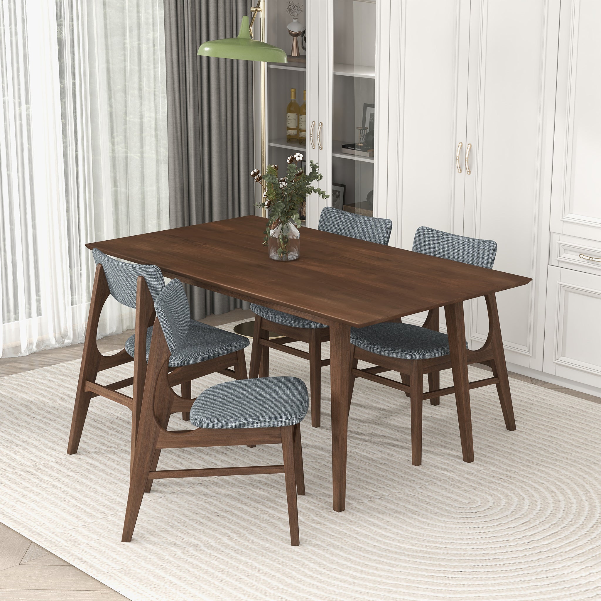 Ashcroft - Levi Modern Style Solid Wood Rectangular Walnut Top Dining Table 63"